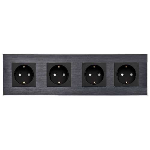 PRIZĂ CVADRUPLA SCHUKO M2 CU RAMA DIN ALUMINIU